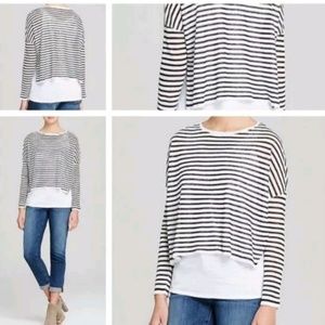 Eileen Fisher shirt small black white stripes